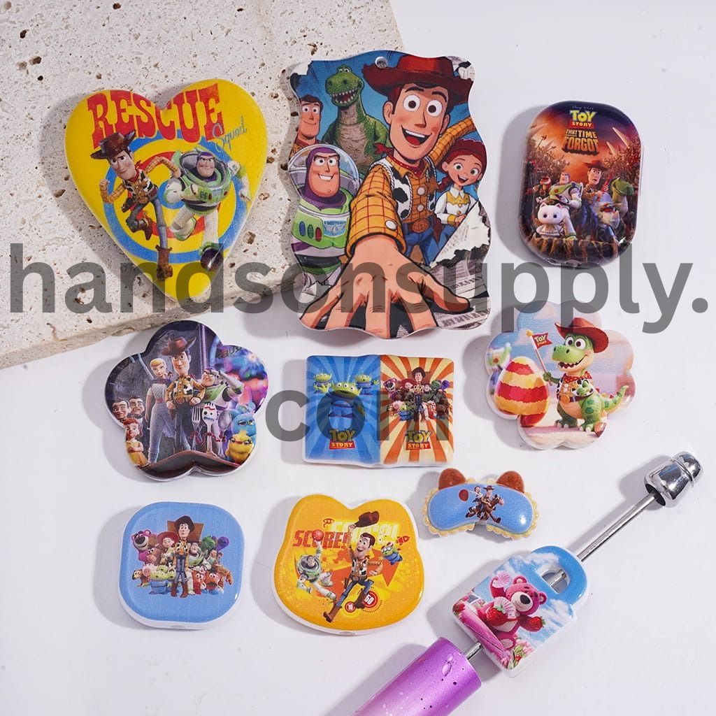 Cute Animated Toy Adventure Character Prints Acrylic Beads Pendants Random Mix