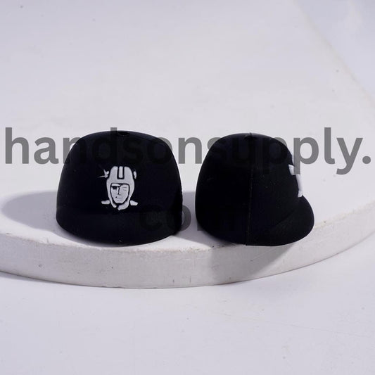 3D American Football Las Vegas Black Cap Silicone Focal Beads
