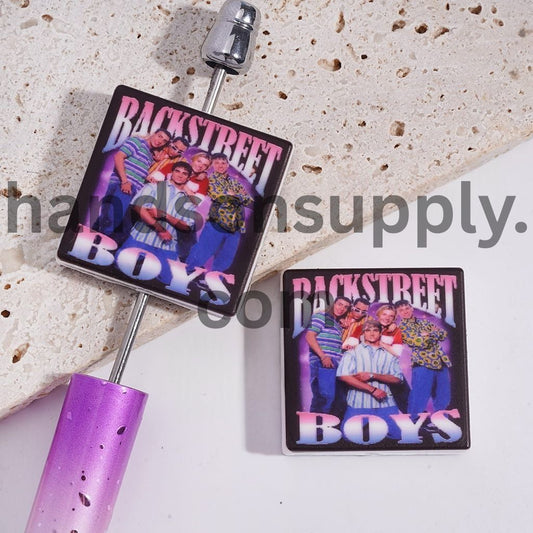 American Boy Vocal Group Img Print on Flat Square Shape Silicone Focal Beads