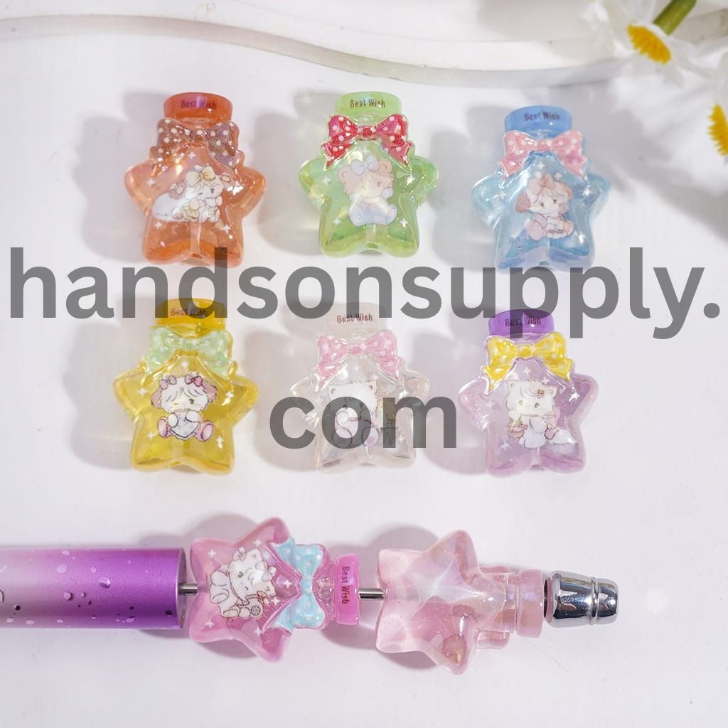 UV Coating Star Wishing Bottle Design Japanese Sweet Girl Illustration & Animal Series, Acrylic Beads  21*24MM Random Mix