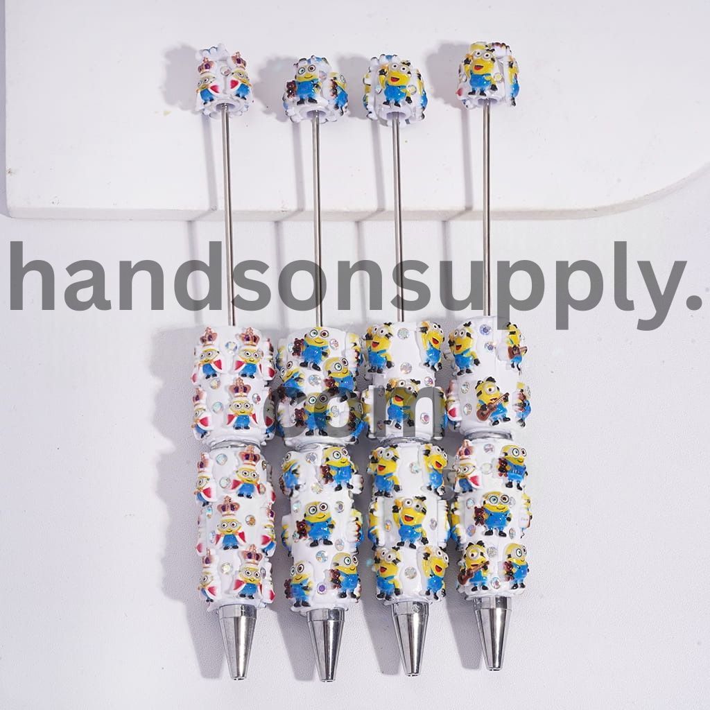 Cute Banana Character Beadable Clay Pens with Sparkling AB Rhinestones, Random Mix