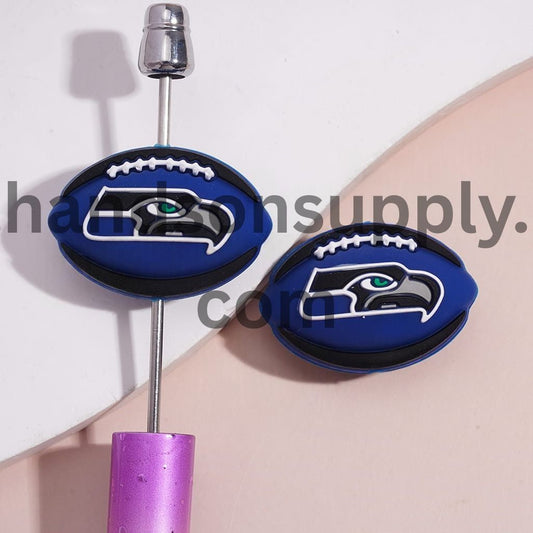 3D Seattle American Football Team Design Print Sport Theme Design Silicone Focal Beads