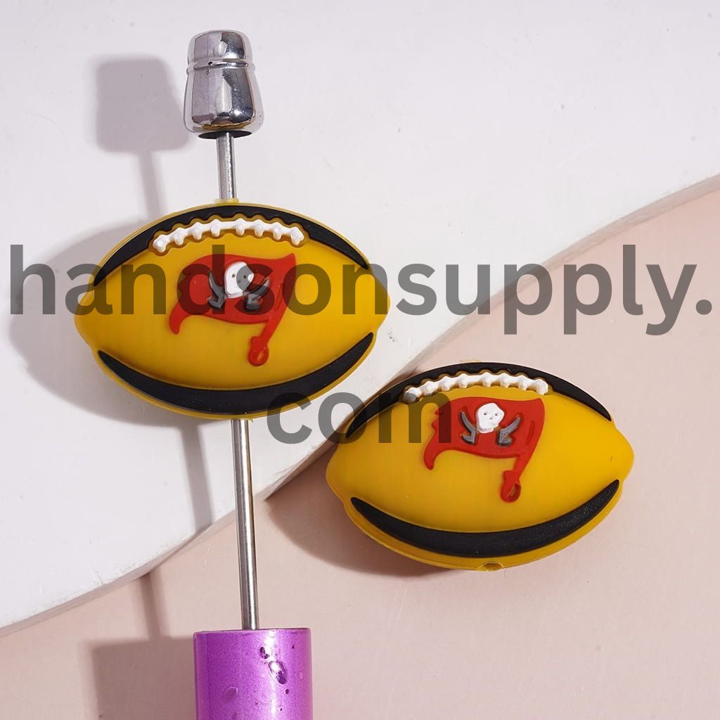 3D Tampa American Football Team Design Print Sport Theme Design Silicone Focal Beads