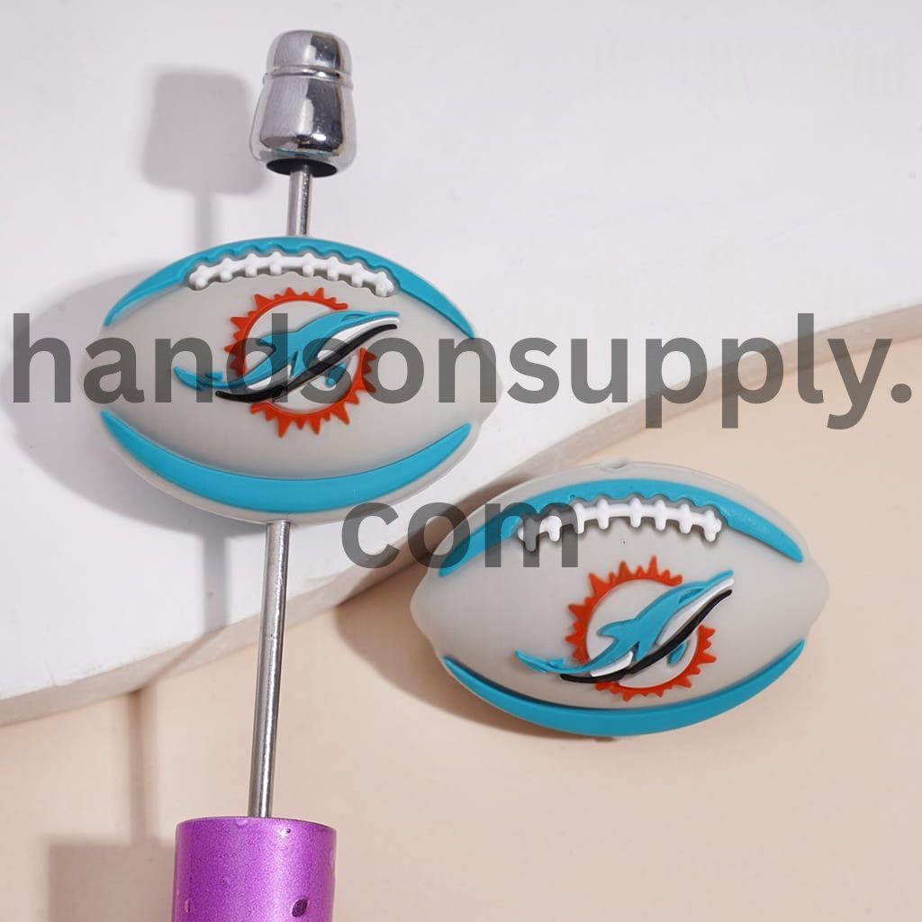 3D American Football Miami Team Sports Design Silicone Focal Beads