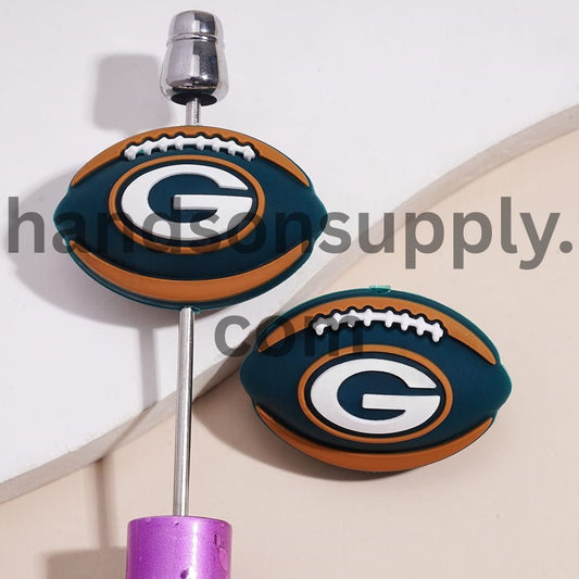 3D American Football Green Bay Team Sports Design Silicone Focal Beads