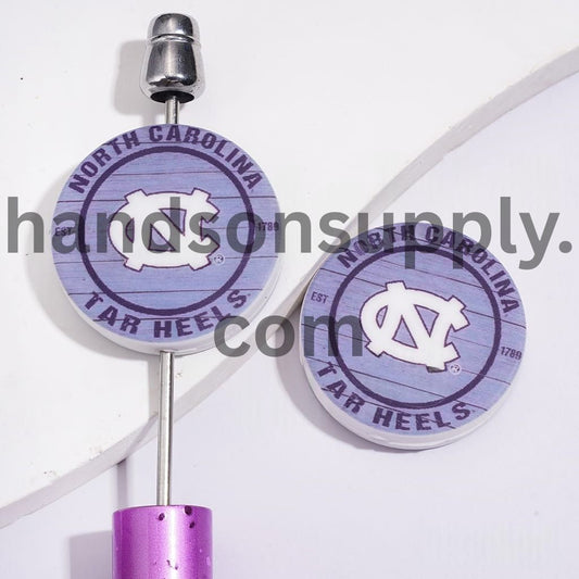 USA North Carolina University Basketball Team Tar Design Sport Theme Flat Round Shape Silicone Focal Beads