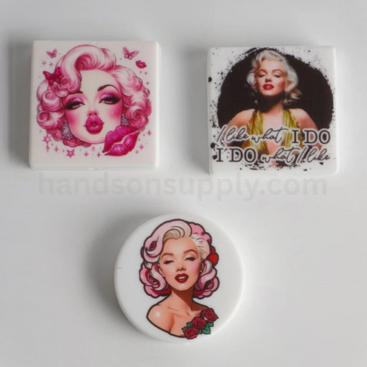 Famous Actress Marily Monro USA America Silicone Focal Beads, Random Mix
