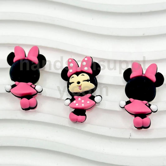 Cute Pink Minni Disne 3D Vivid Silicone Focal Beads