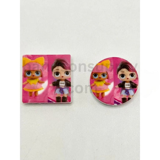 Cartoon Baby Royal Girl Design Round & Square Shapes Silicone Focal Beads