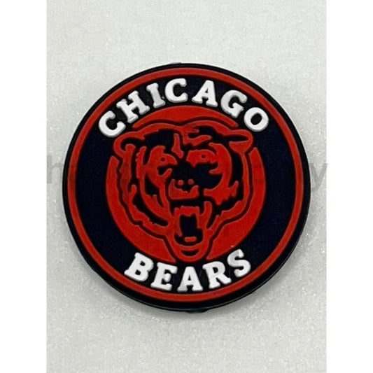 Chicago Football Inspired Sports Team Logo Round Shape Silicone Focal Beads