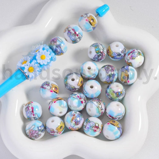 Cute Adorable Character Prints Blue Series Acrylic Beads 16MM Random Mix