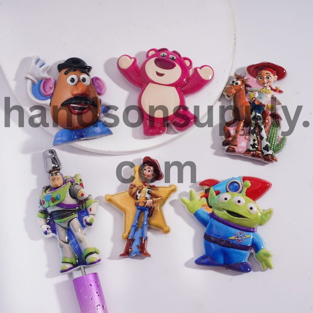 Concavo-Convex Toy Adventure Cartoon Character Acrylic Beads Random Mix