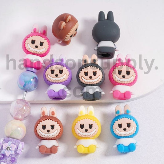Cute Labub Character PVC Pen Charms Solid Colors 20*34MM, Random Mix