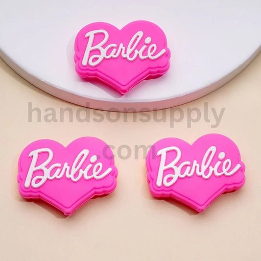 Pink Cute Fashion Doll Heart Silicone Focal Beads