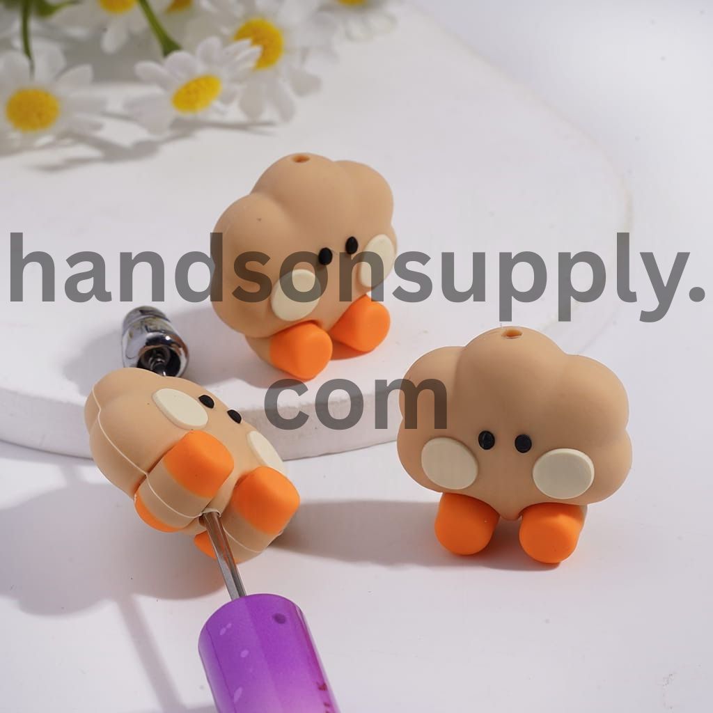 3D Korean Boy Group Light Brown Cookies Silicone Focal Beads