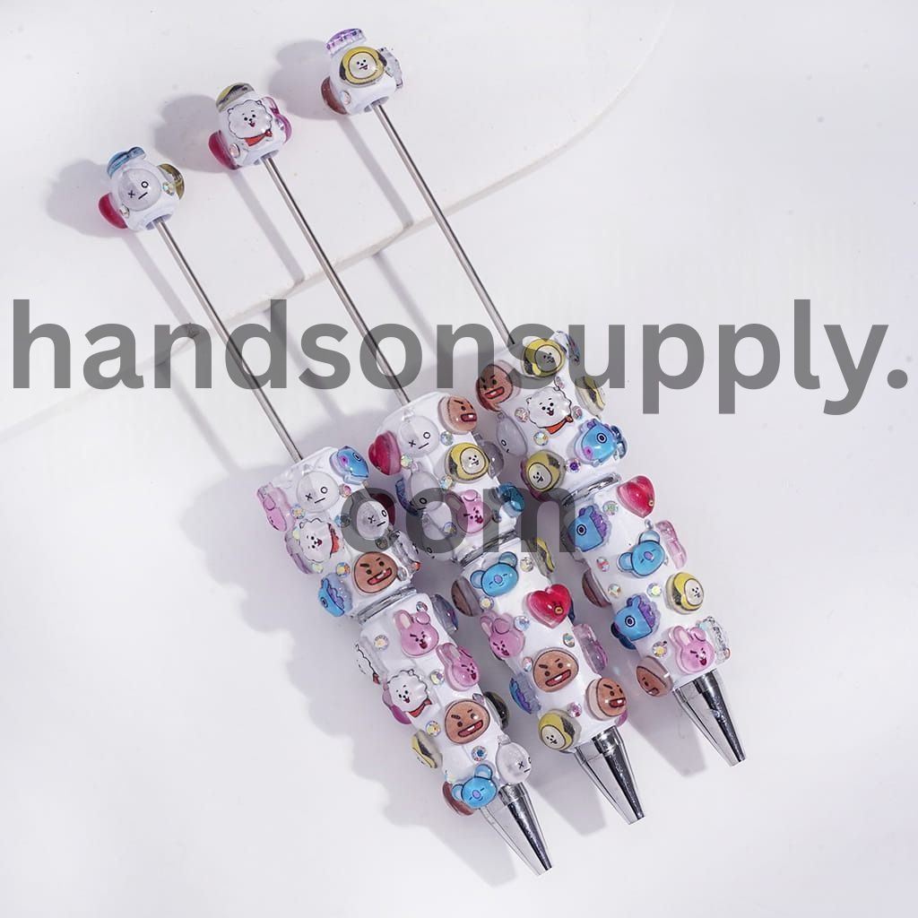 K-Pop Korea Boy Group Design and AB Rhinestone Embellishments Beadable Clay Pen