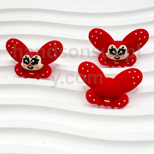 Cute Red Bee Butterfly Insect 3D Mini Silicone Focal Beads