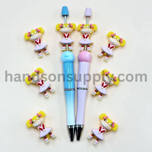 3D Cute Girl Angelic Little Pickl Rugra Silicone Focal Beads