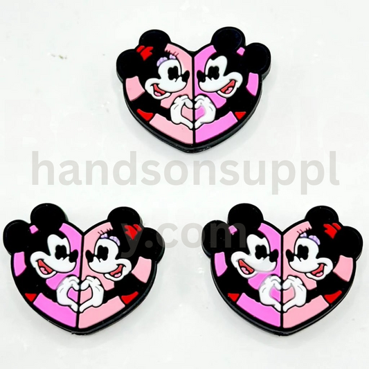 Heart Hand Sign Love Valentines Micki Minni Silicone Focal Beads