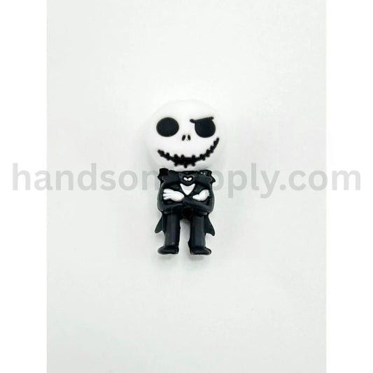 3D Skeleton Couple in Black Suit Silicone Focal Beads