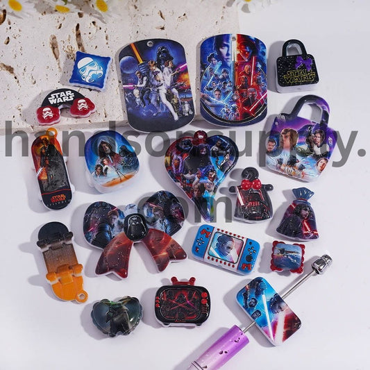 3D Space Saga Series in Various Shape & Designs Prints Acrylic Beads Pendants Random Mix