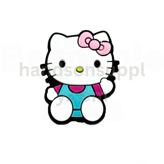 HK Kitten Cat Sanri with a Pink Bowknot Cute Silicone Focal Beads