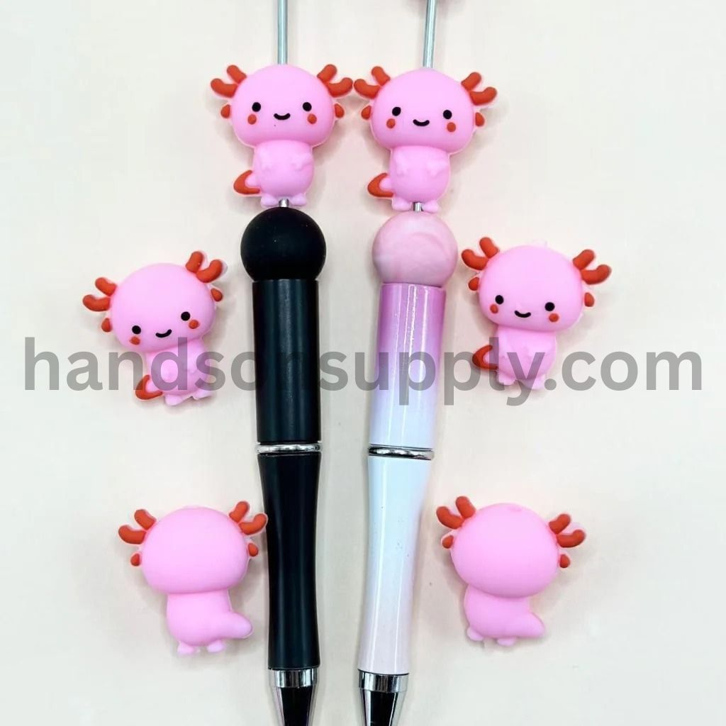 3D Cute Little Pink Axolots Silicone Focal Beads