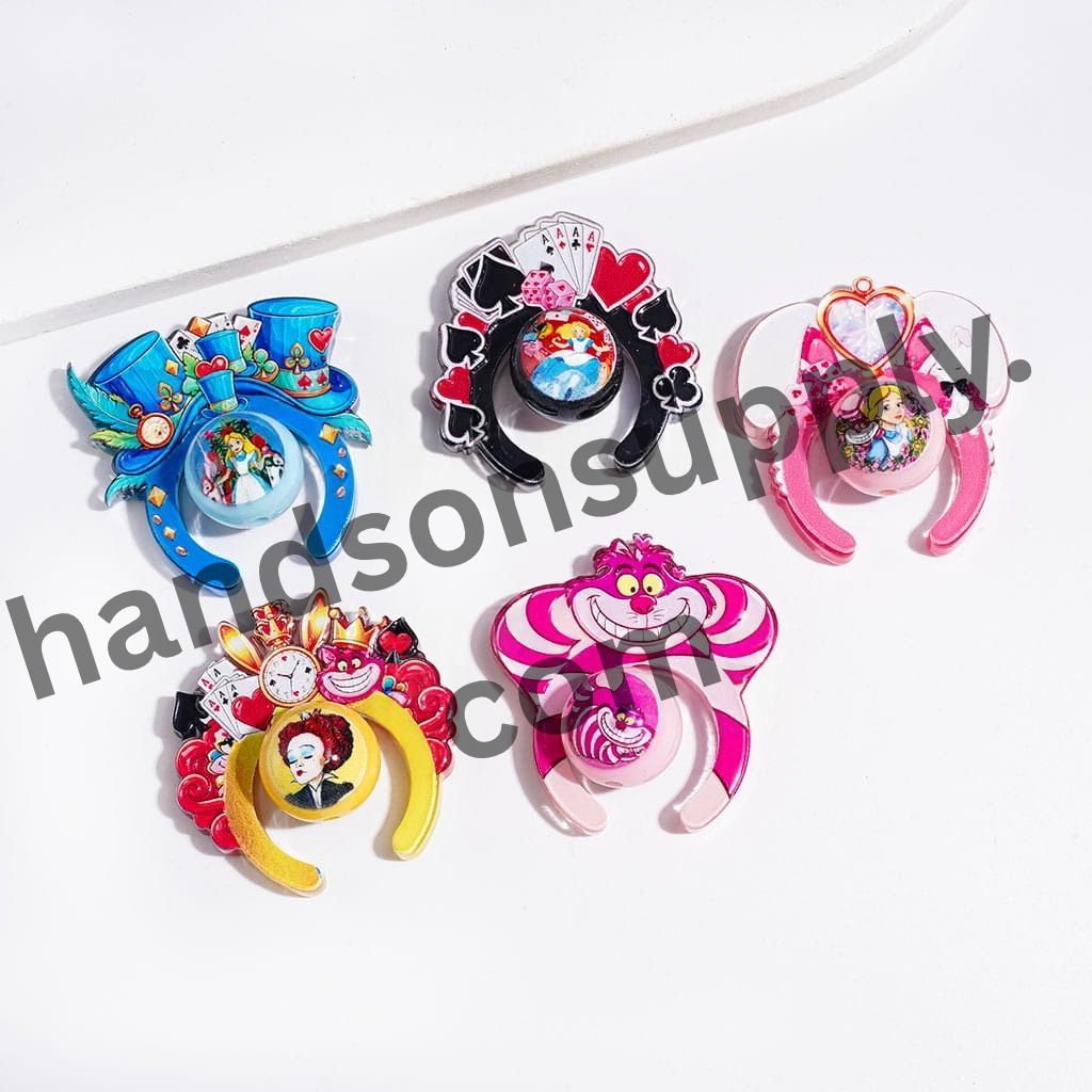 Rabbit Hole Fantasy World Prints Series Classic Animation Character Hairband with Round Acrylic Beads, Random Mix