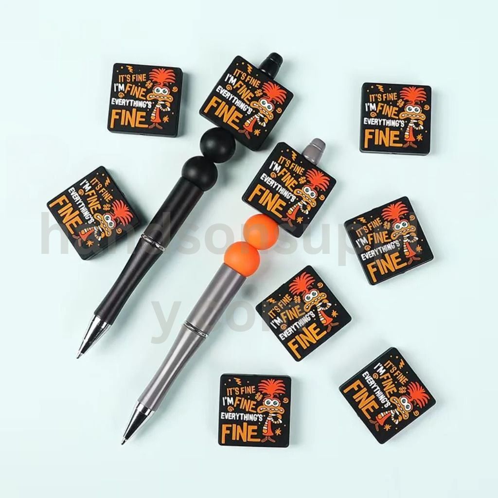 Everything's Fine It's Fine I'm Fine Anxiety Insid Out Cartoon Silicone Focal Beads