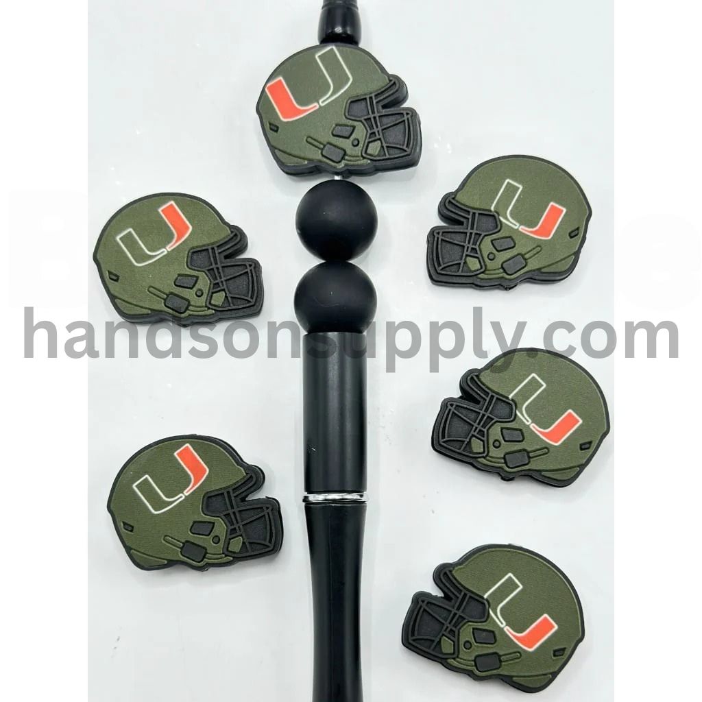 USA College University Football Teams America Miami Hurrican Helmet Silicone Focal Beads