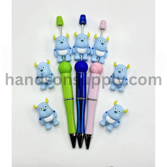 3D Cute Blue Cow Toy Stor Monster Silicone Focal Beads