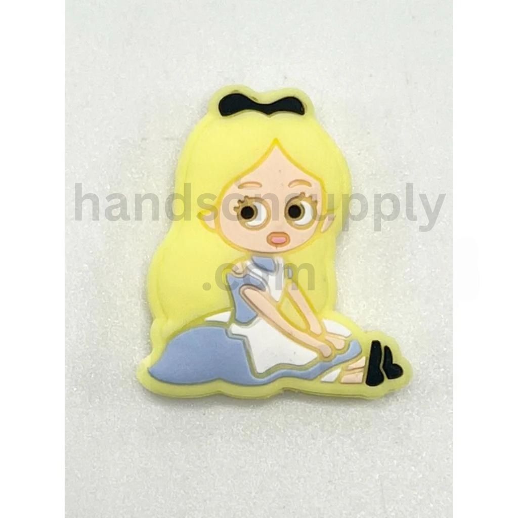 Cute Yellow Haired Alice Wonder Royal Girl Silicone Focal Beads