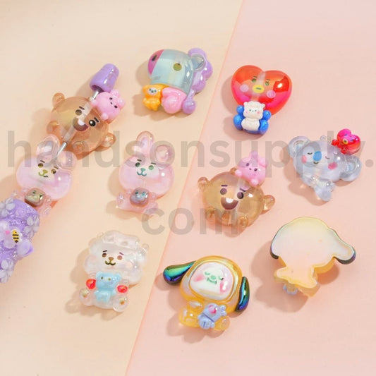 Cute Mini Cartoon Character Prints Acrylic Beads Random Mix