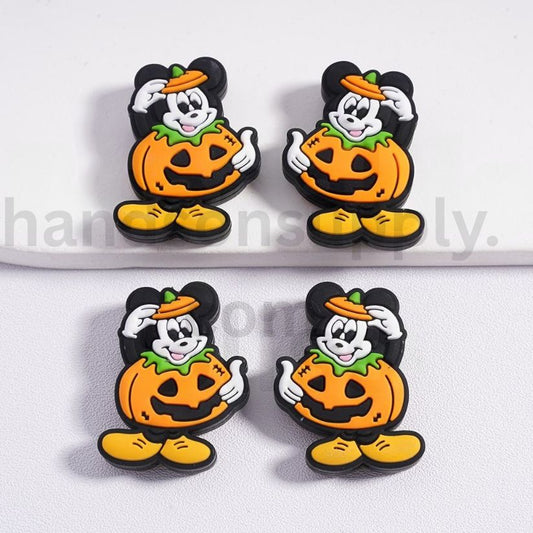Cute Mickey Mouse Ghost Orange Pumpkin Costume Halloween Theme Special Silicone Beads