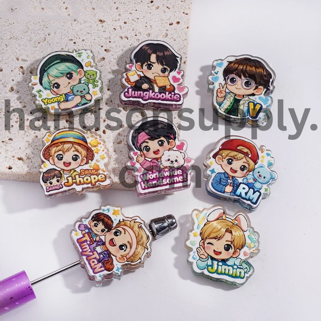 Cute Korea Boy Group Image Theme Translucent Character Acrylic Beads Random Mix
