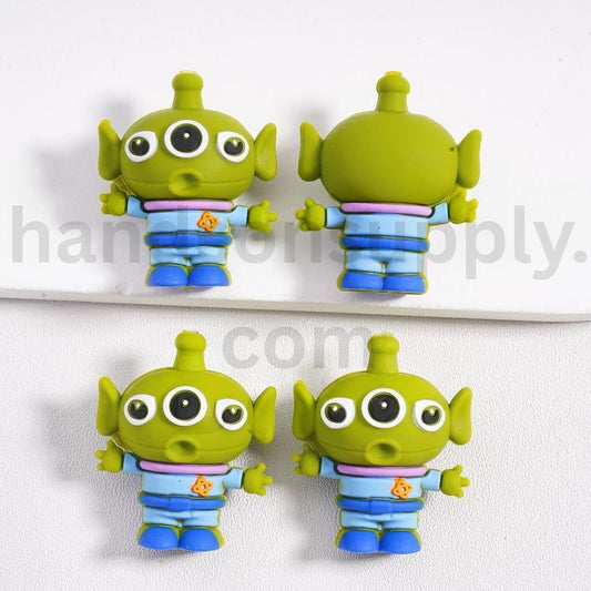 Adorable 3D Green Alien Toy Store Inspired with Big Eyes Silicone Beads