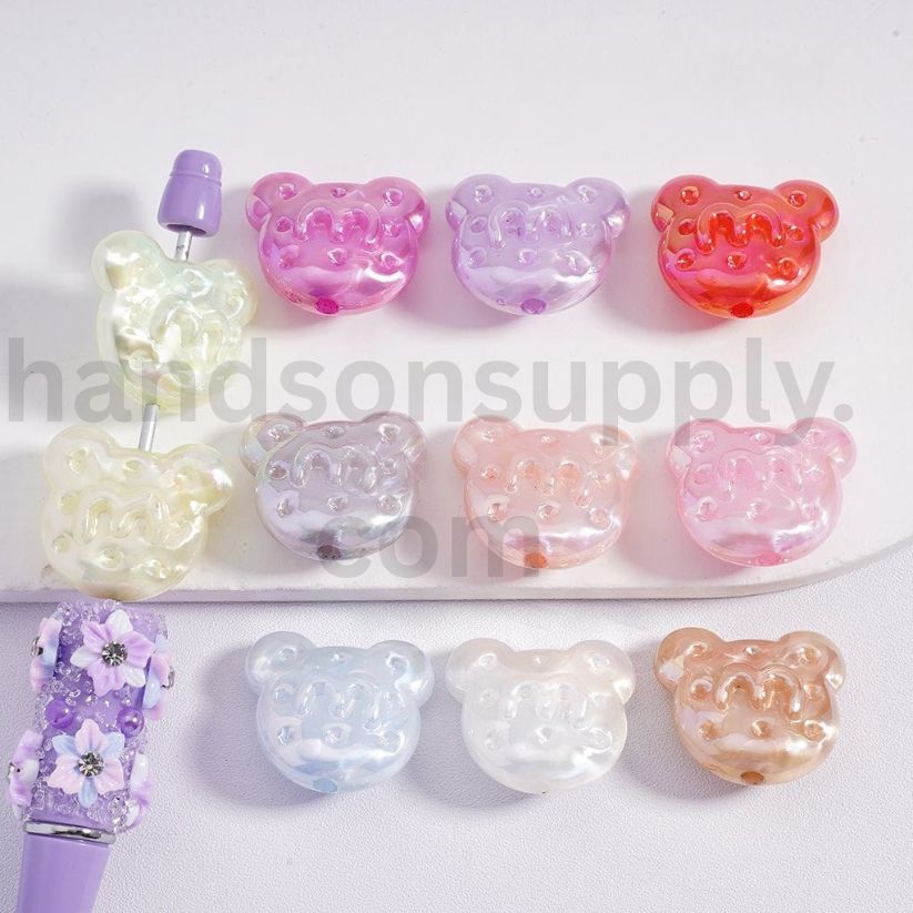 McDonald's Inspired logo Design Fast Food Bear Head Multi-Color Acrylic Beads 21*24MM, Random Mix