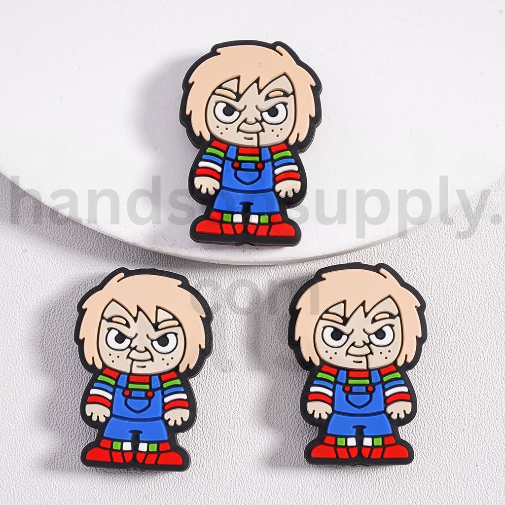 3D Chucky Helloween Movie Spooky Doll Design Silicone Focal Beads
