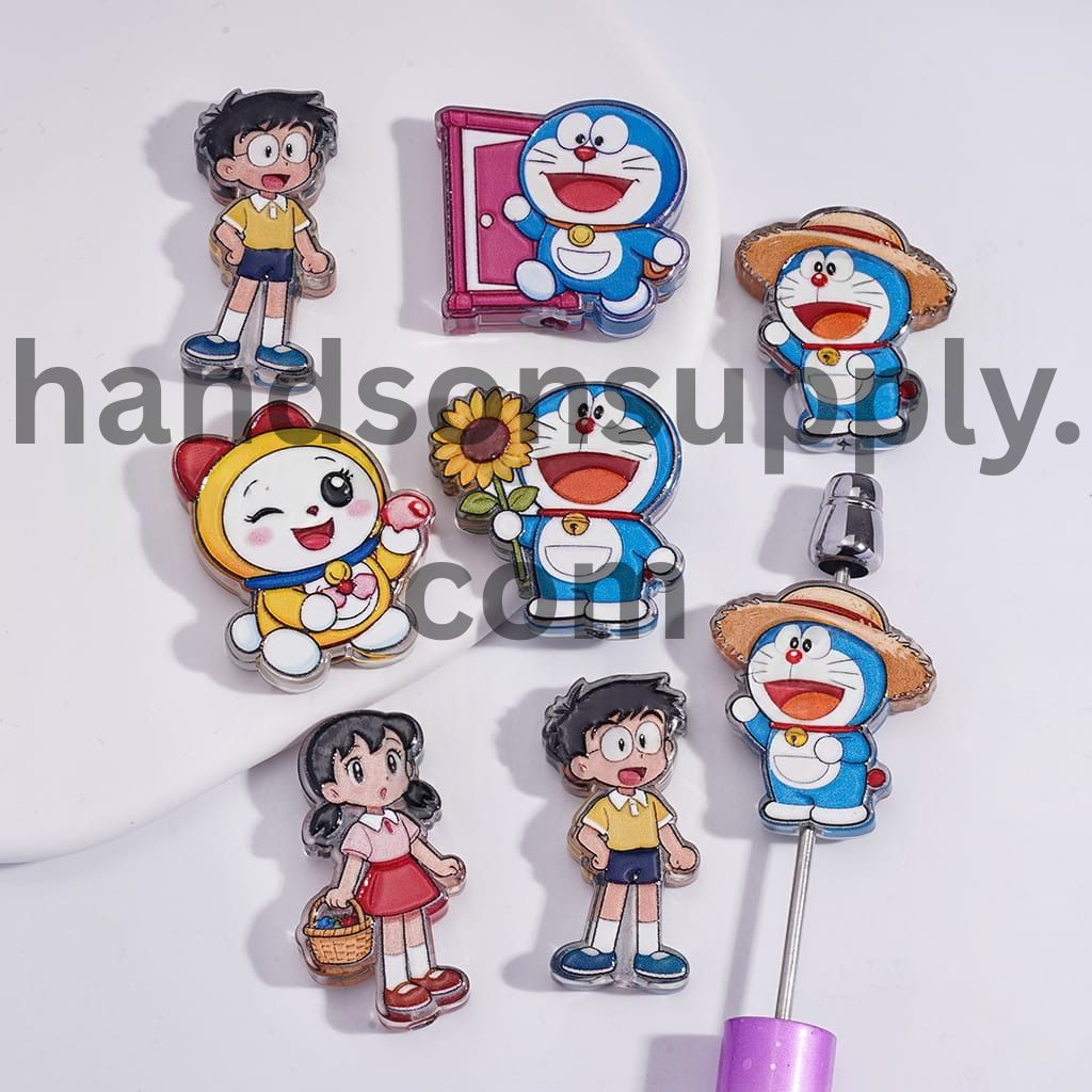 Blue Robot Cat Japanese Character Series Acrylic Beads Translucent Random Mix