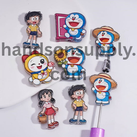 Blue Robot Cat Japanese Character Series Acrylic Beads Translucent Random Mix