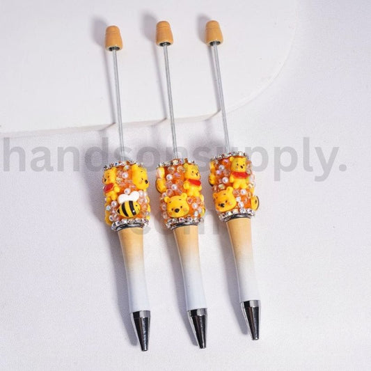 Winnie the Pooh & Bee Charming Beadable Clay Pen with Pearls & AB Rhinestones