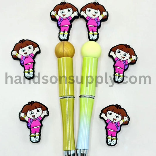 Little Cute Dor the Explorer Girl Silicone Focal Beads