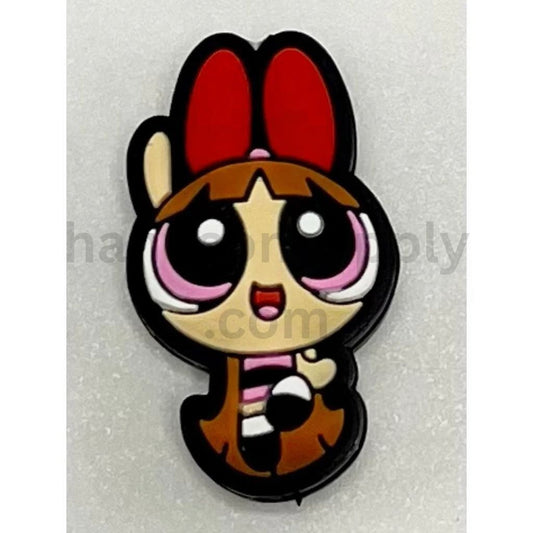 Powerpuff Girls Character Design with Big Eyes & Red Bow Silicone Focal Beads