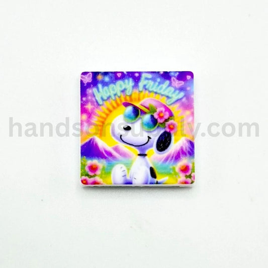 Dog Wearing Sunglasses Happy Friday Silicone Focal Beads