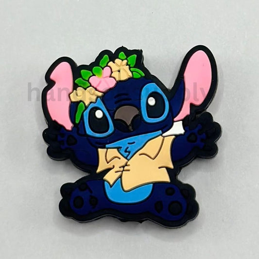 Cute Animal Cartoon Stitch with Garland Wreath Hawaii Holiday Silicone Focal Beads