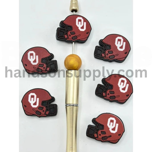 USA Football Teams America College University Oklahoma Soone Helmet Silicone Focal Beads