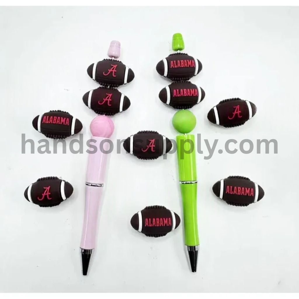 3D USA Football Alabama Crimson Tid Team America College University Silicone Focal Beads