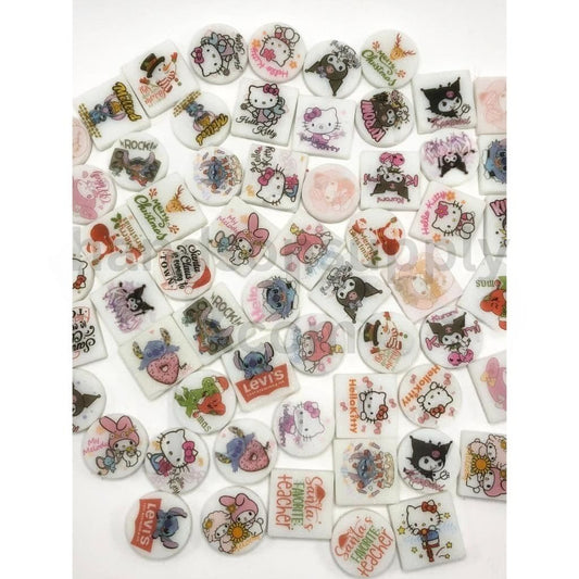 Circle & Square Cube Cartoon Family Random Mix, Some Of Them Are Luminous Silicone Focal Beads