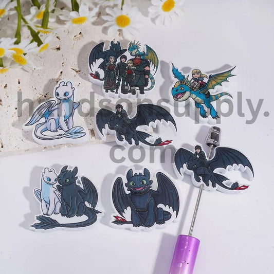 Cute Growth Story Series Loong and Boy Adventure Acrylic Beads, Random Mix