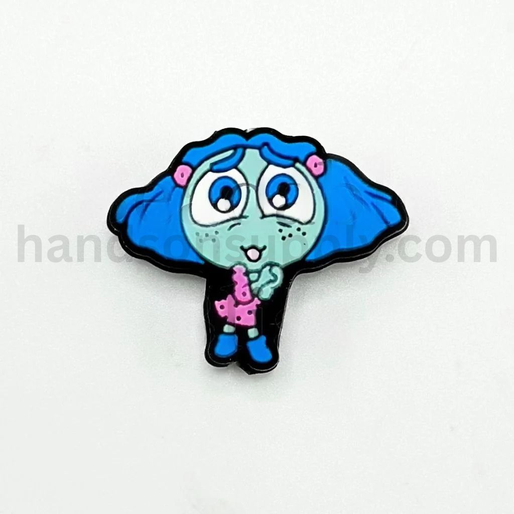 Blue Hair Girl Classic Animation Cartoon Character Silicone Focal Beads